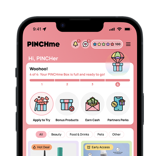 Screenshot of the PINCHme mobile app